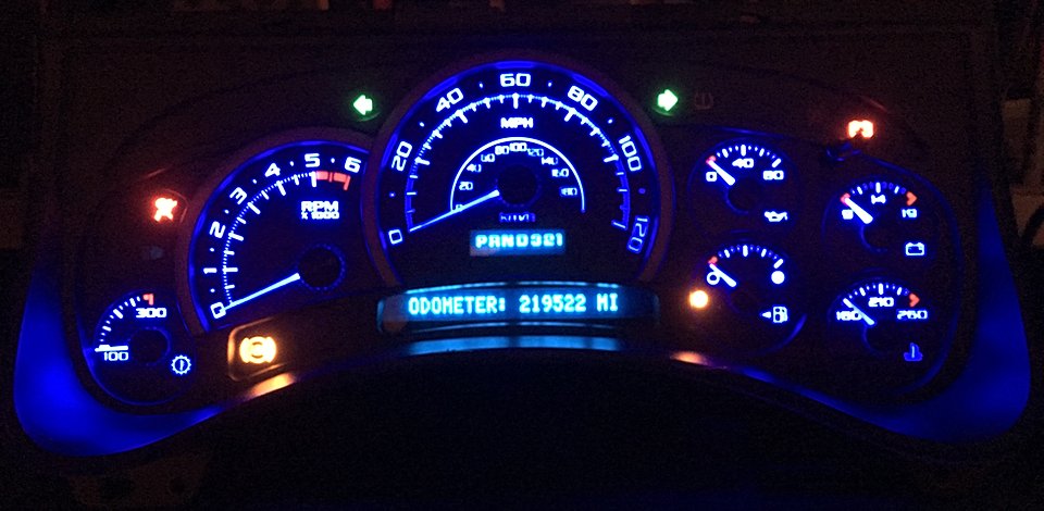 This customer had their cluster rebuilt and blue LEDS were installed.